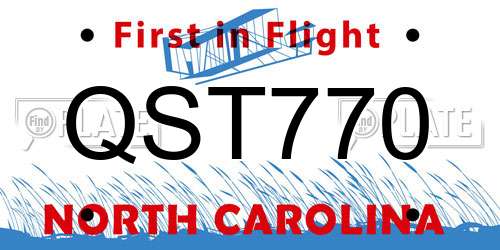 QST770 North Carolina License Plate
