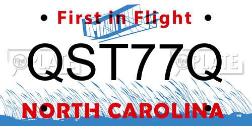 QST77Q North Carolina License Plate