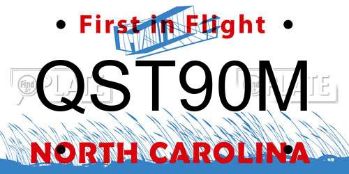 QST90M North Carolina License Plate