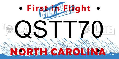 QSTT70 North Carolina License Plate