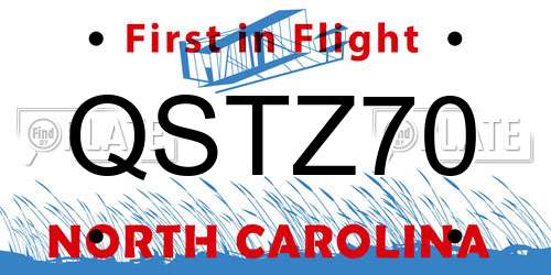 QSTZ70 North Carolina License Plate