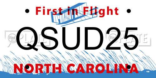 QSUD25 North Carolina License Plate