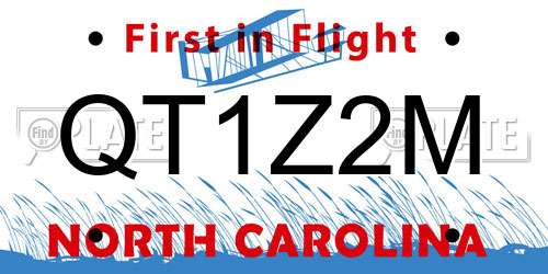 QT1Z2M North Carolina License Plate