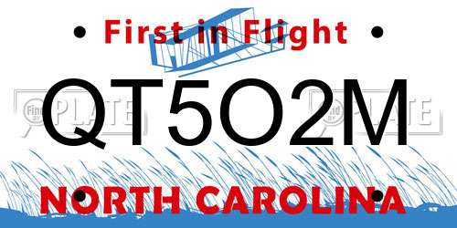 QT5O2M North Carolina License Plate
