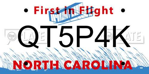 QT5P4K North Carolina License Plate