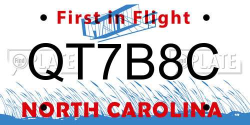 QT7B8C North Carolina License Plate