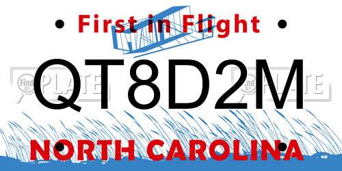QT8D2M North Carolina License Plate