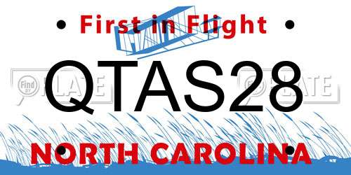 QTAS28 North Carolina License Plate