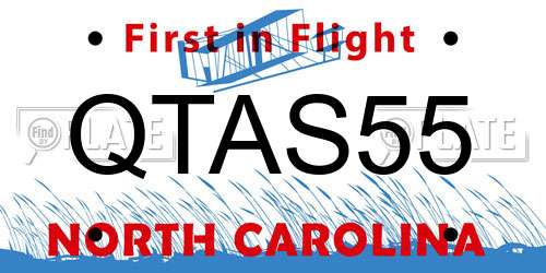 QTAS55 North Carolina License Plate