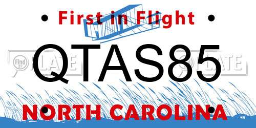 QTAS85 North Carolina License Plate