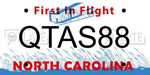 QTAS88 North Carolina License Plate