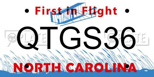QTGS36 North Carolina License Plate