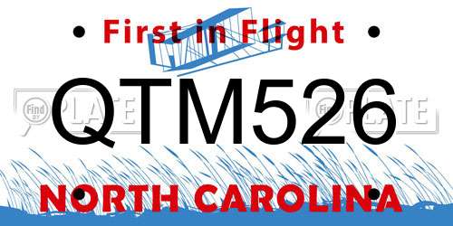 QTM526 North Carolina License Plate