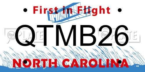 QTMB26 North Carolina License Plate