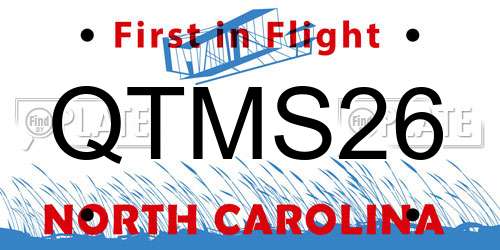 QTMS26 North Carolina License Plate