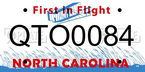 QTO0084 North Carolina License Plate