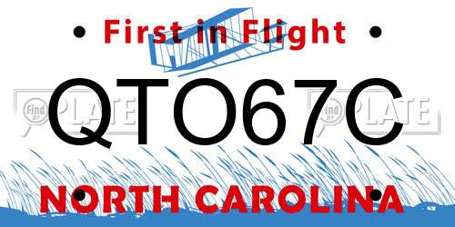 QTO67C North Carolina License Plate