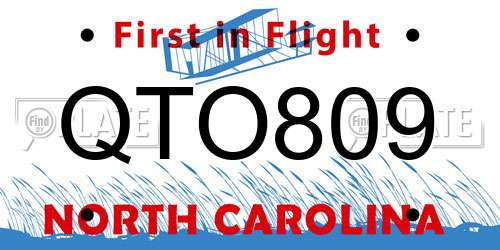 QTO809 North Carolina License Plate