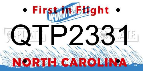 QTP2331 North Carolina License Plate