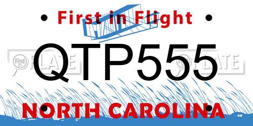QTP555 North Carolina License Plate