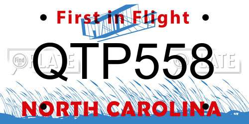 QTP558 North Carolina License Plate
