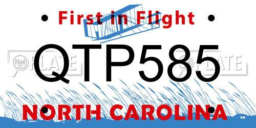 QTP585 North Carolina License Plate