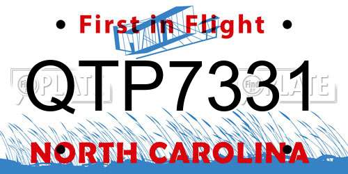 QTP7331 North Carolina License Plate