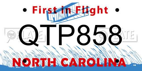 QTP858 North Carolina License Plate