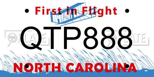 QTP888 North Carolina License Plate