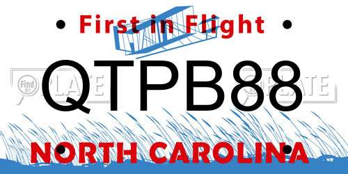 QTPB88 North Carolina License Plate