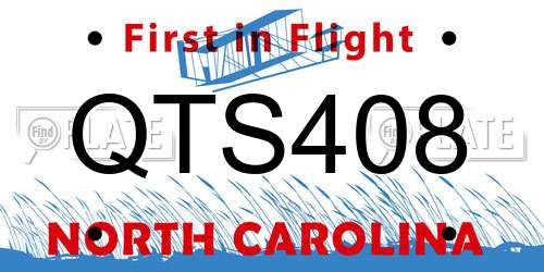 QTS408 North Carolina License Plate