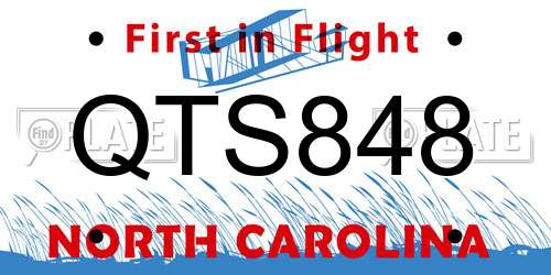 QTS848 North Carolina License Plate