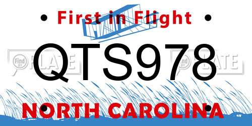 QTS978 North Carolina License Plate
