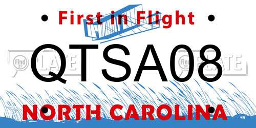QTSA08 North Carolina License Plate