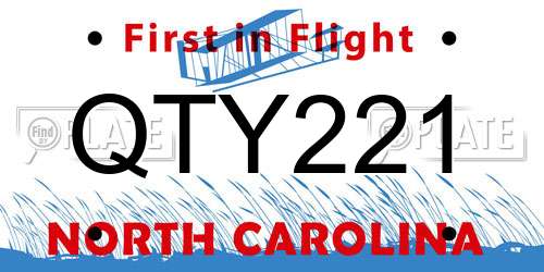 QTY221 North Carolina License Plate