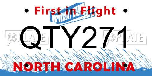 QTY271 North Carolina License Plate