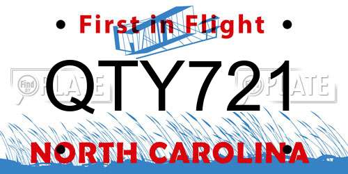 QTY721 North Carolina License Plate