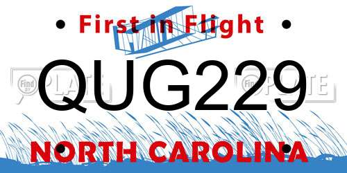 QUG229 North Carolina License Plate