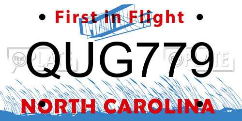QUG779 North Carolina License Plate