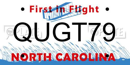 QUGT79 North Carolina License Plate