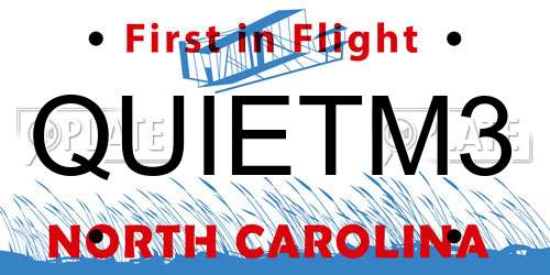 QUIETM3 North Carolina License Plate