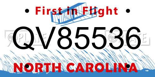 QV85536 North Carolina License Plate