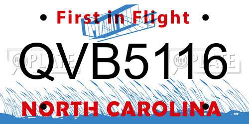 QVB5116 North Carolina License Plate