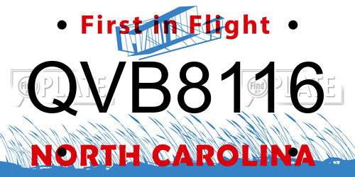 QVB8116 North Carolina License Plate