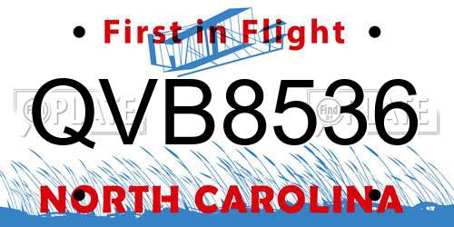QVB8536 North Carolina License Plate