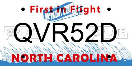 QVR52D North Carolina License Plate