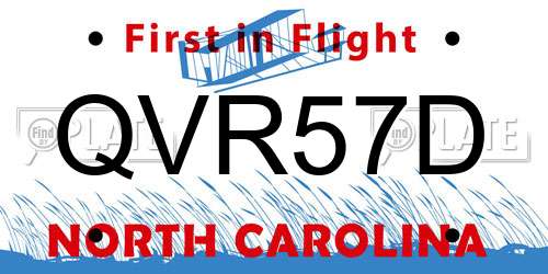 QVR57D North Carolina License Plate