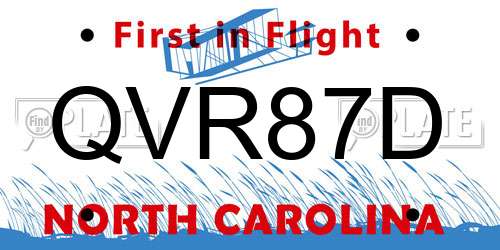 QVR87D North Carolina License Plate