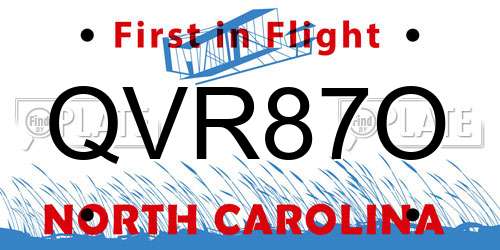 QVR87O North Carolina License Plate