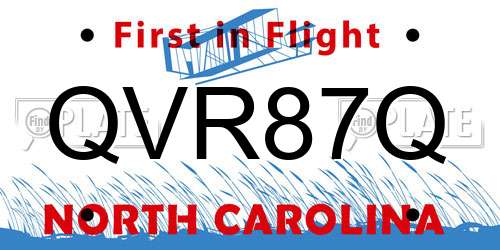 QVR87Q North Carolina License Plate